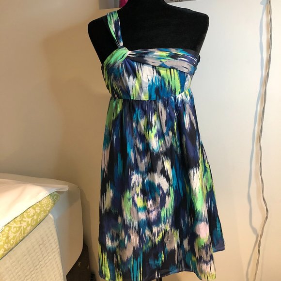 Ann Taylor LOFT Abstract Print One Shoulder Dress - Picture 3 of 16